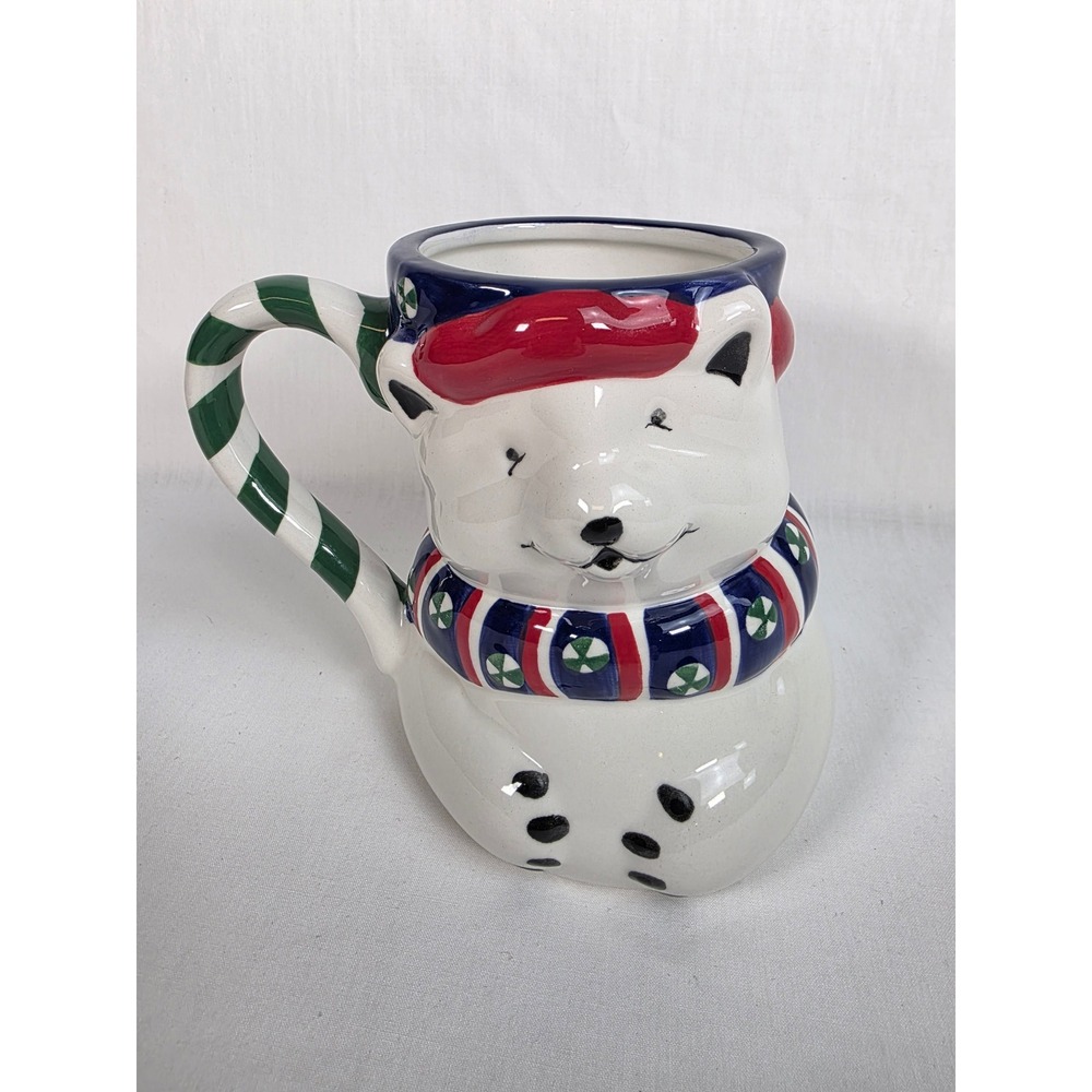 Princess House‎ Polar Bear Christmas Coffee Mug Candy Cane Handle Holiday Decor
